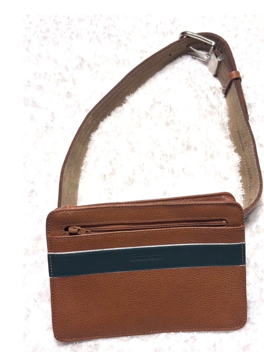 Rolland Garros Le Tanneur Leather Belt Bag Tan/Green - Picture 9 of 10